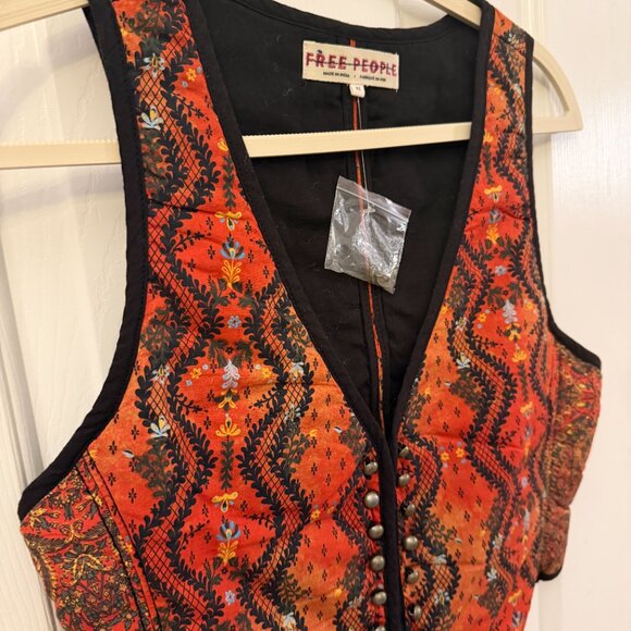 🆕 NWOT Free People | Gemini Quilted Vest in Rust Combo | XS - Picture 4 of 15